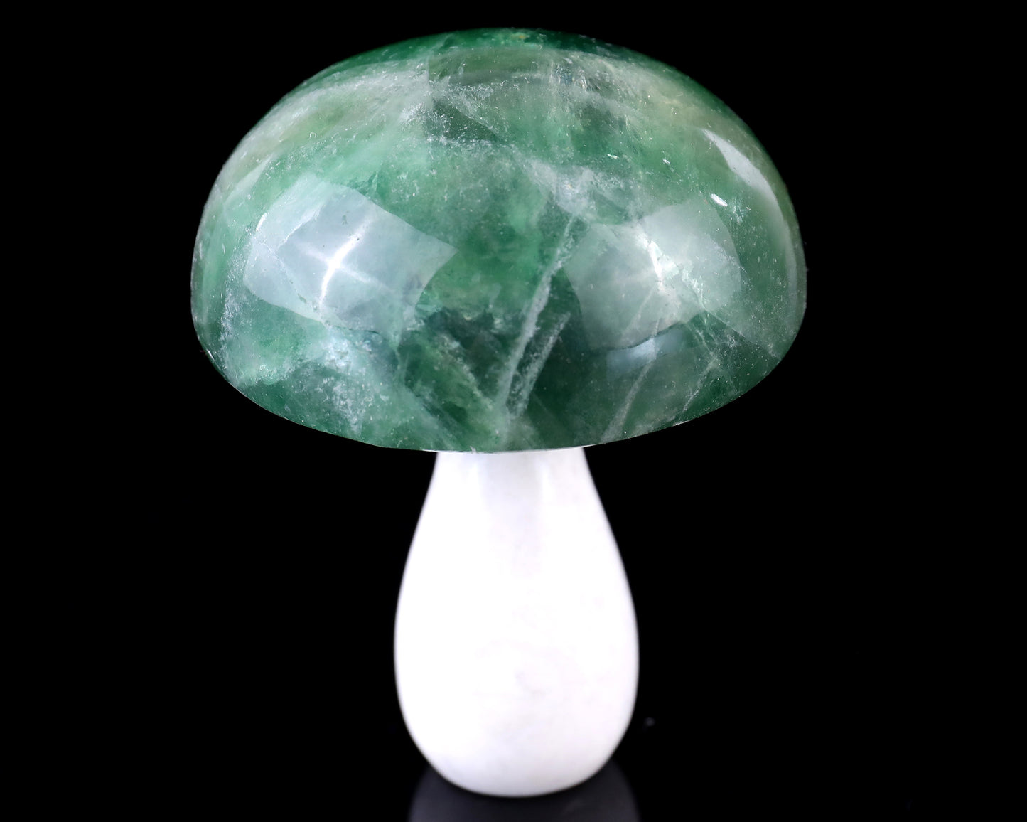 80mm Fluorite Hand Carved Crystal Mushroom Sculpture Crystallumi