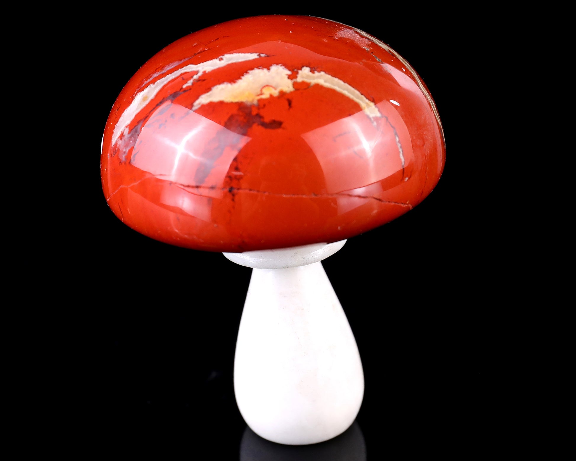 80mm Red Jasper Hand Carved Crystal Mushroom Sculpture Crystallumi