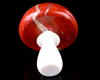 80mm Red Jasper Hand Carved Crystal Mushroom Sculpture Crystallumi