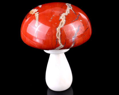 80mm Red Jasper Hand Carved Crystal Mushroom Sculpture Crystallumi