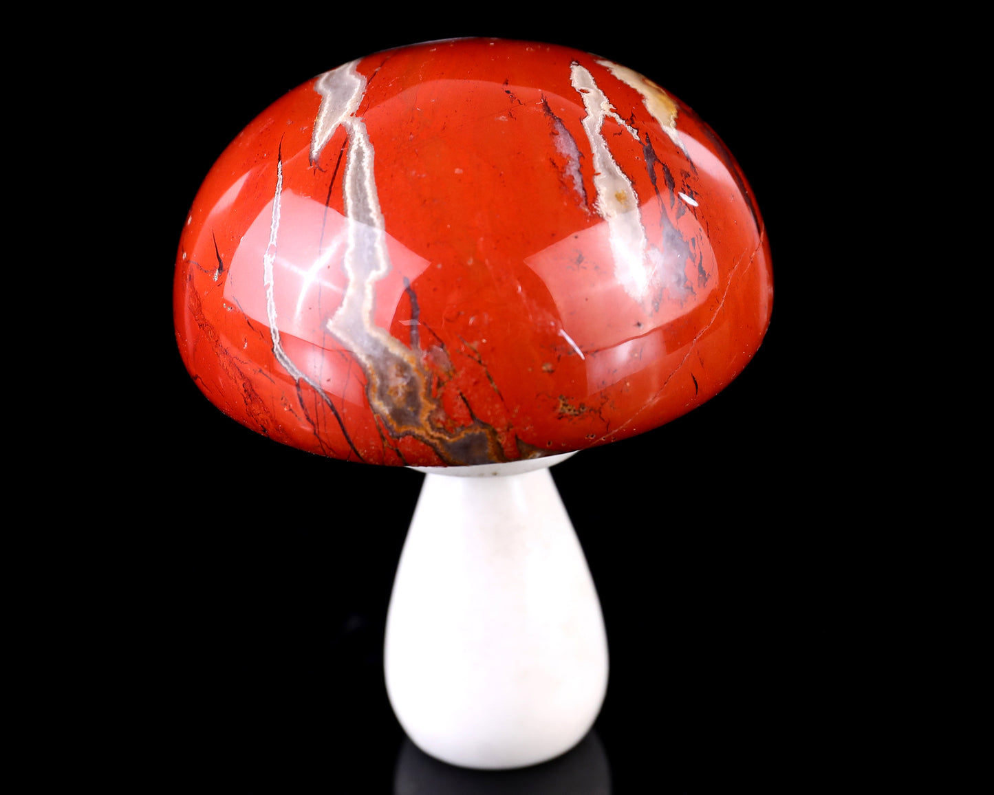 80mm Red Jasper Hand Carved Crystal Mushroom Sculpture Crystallumi