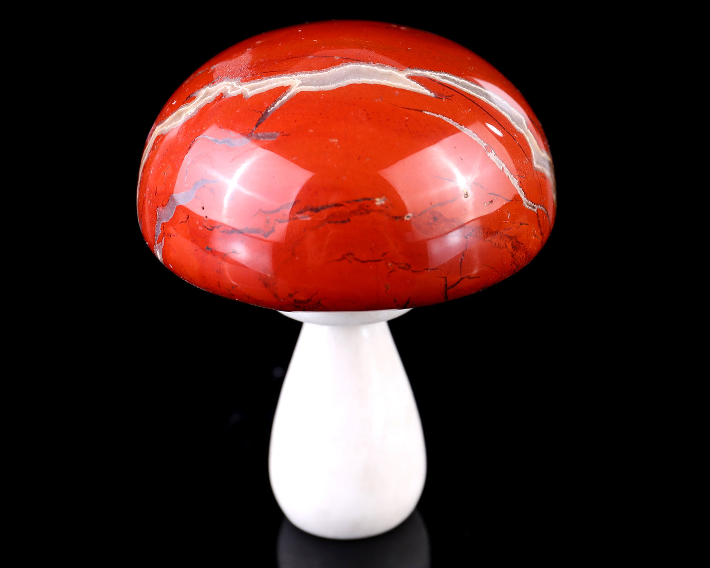 80mm Red Jasper Hand Carved Crystal Mushroom Sculpture Crystallumi