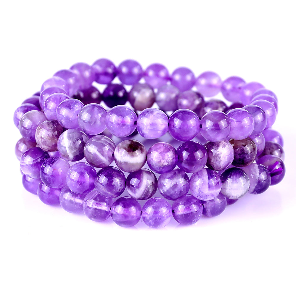 8mm Dream Amethyst Hand Carved Crystal Bracelet Crystallumi