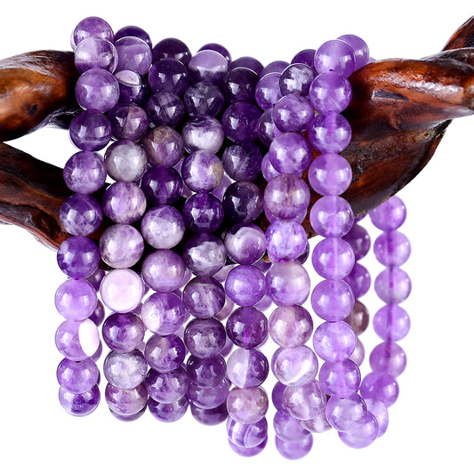 8mm Dream Amethyst Hand Carved Crystal Bracelet Crystallumi