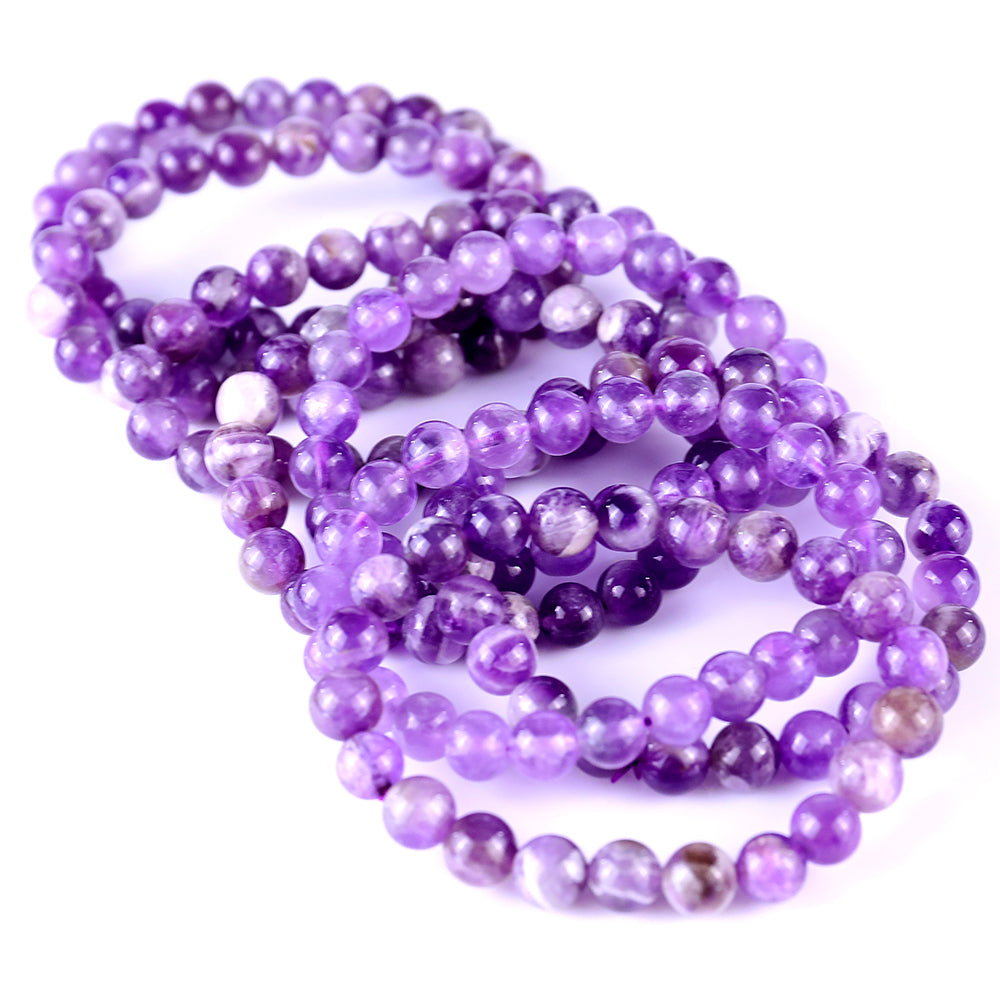 8mm Dream Amethyst Hand Carved Crystal Bracelet Crystallumi