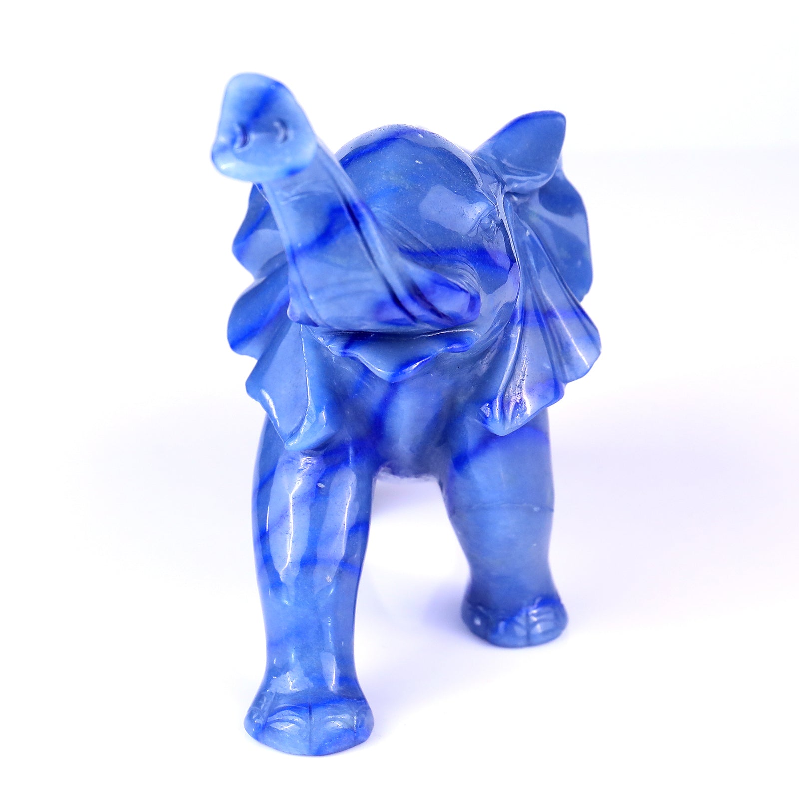 9.1" Blue Aventurine Hand Carved Crystal Elephant Sculpture Crystallumi