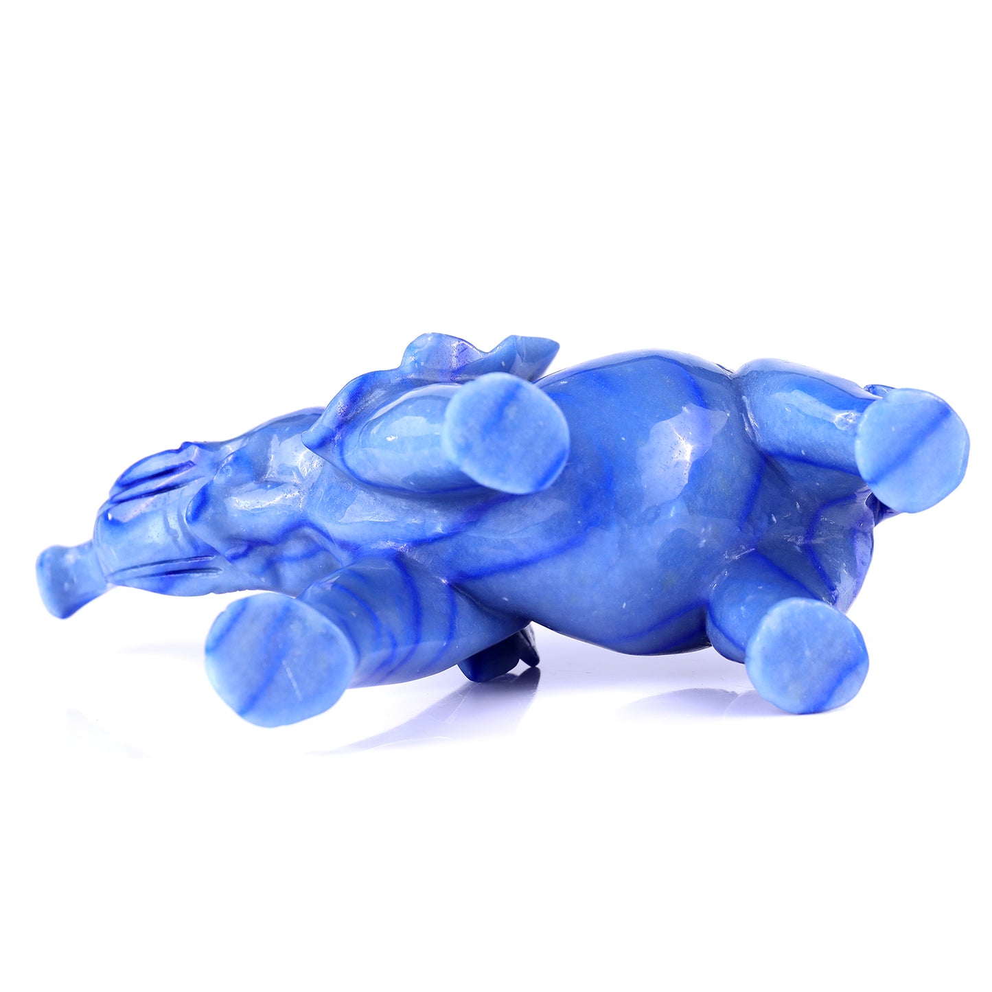 9.1" Blue Aventurine Hand Carved Crystal Elephant Sculpture Crystallumi