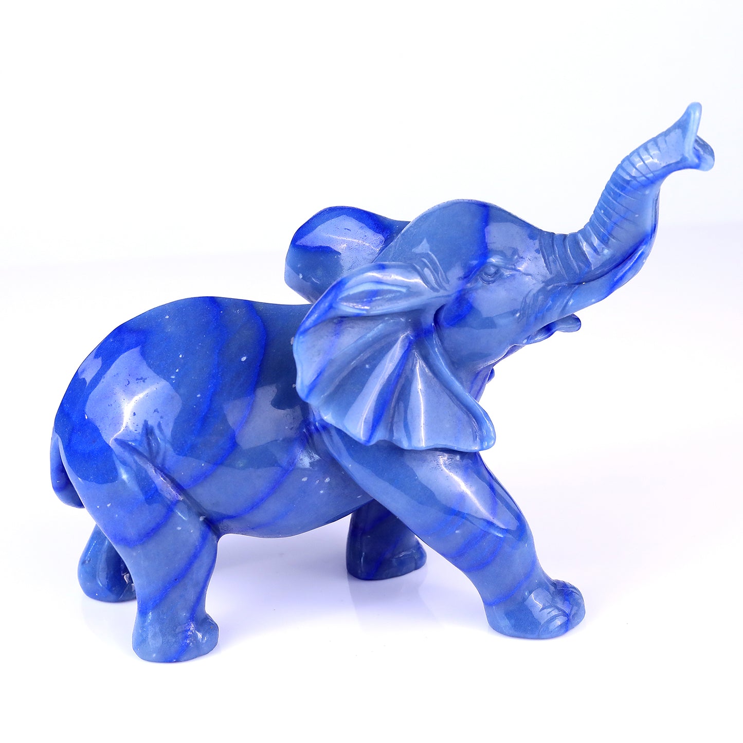 9.1" Blue Aventurine Hand Carved Crystal Elephant Sculpture Crystallumi