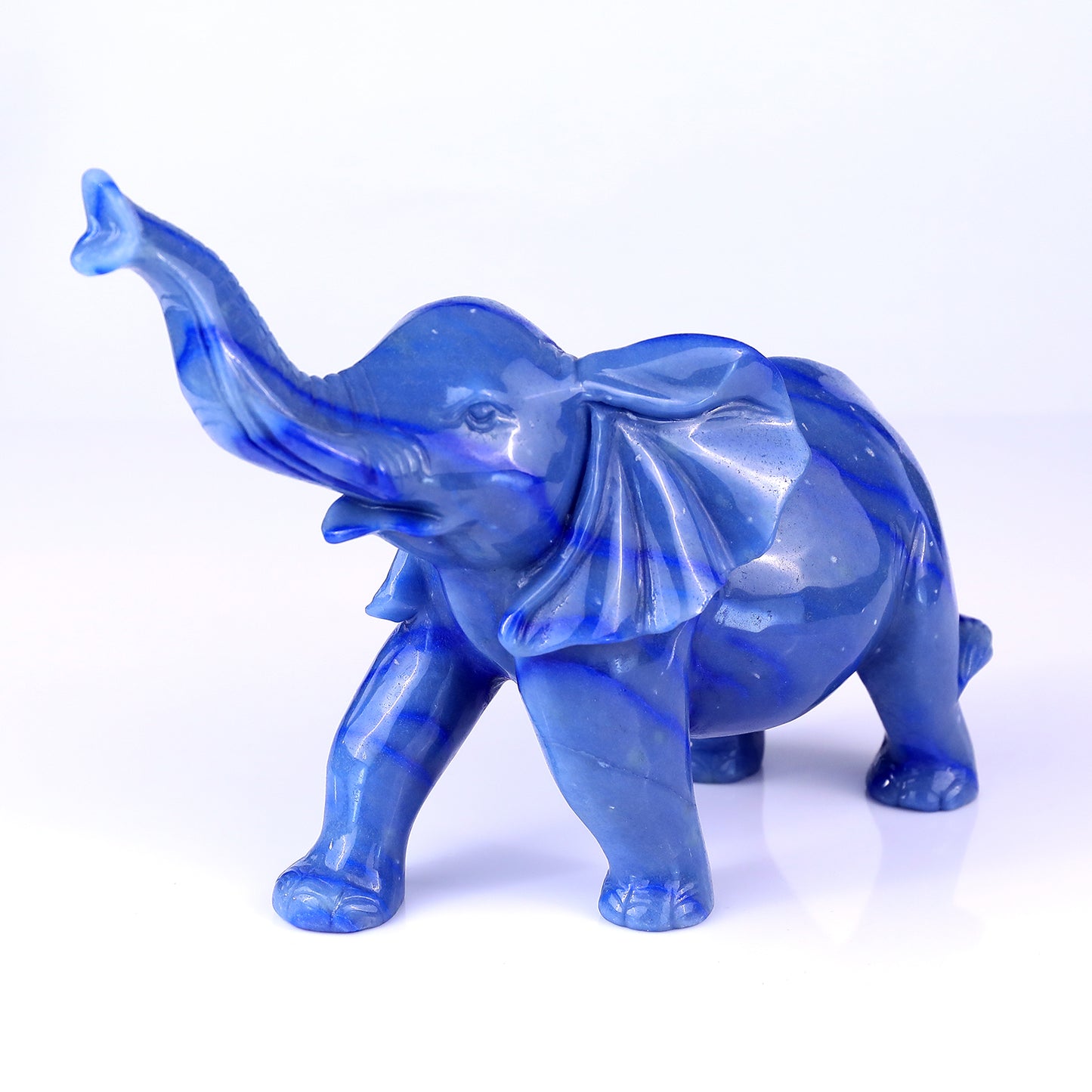 9.1" Blue Aventurine Hand Carved Crystal Elephant Sculpture Crystallumi