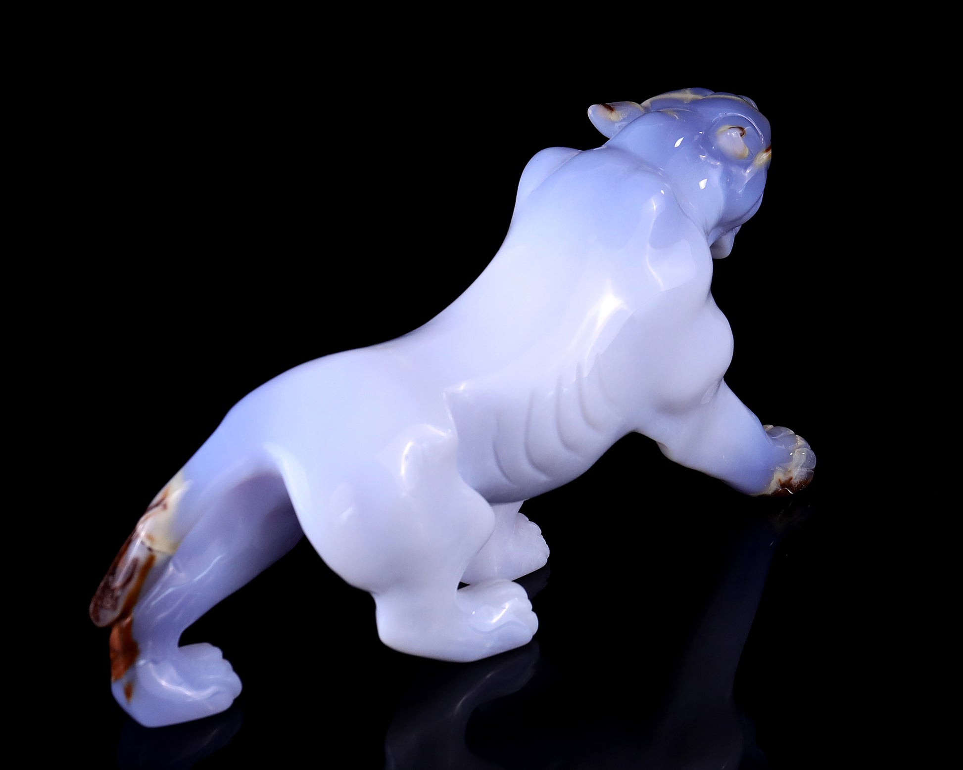 9.3" Blue Chalcedony Hand Carved Crystal Leopard Sculpture Crystallumi