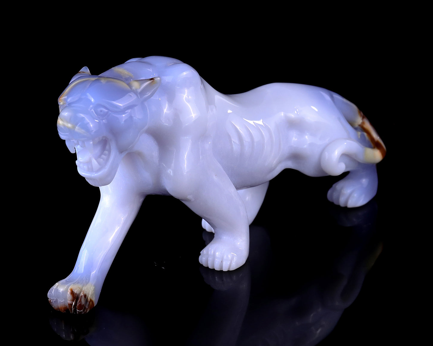 9.3" Blue Chalcedony Hand Carved Crystal Leopard Sculpture Crystallumi