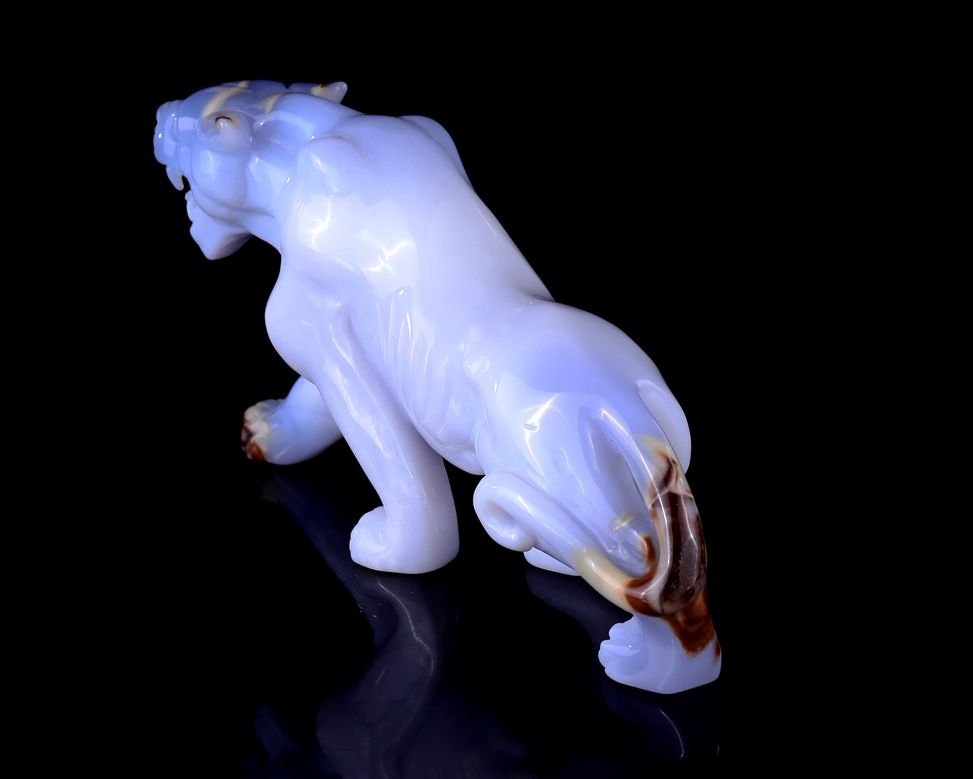 9.3" Blue Chalcedony Hand Carved Crystal Leopard Sculpture Crystallumi