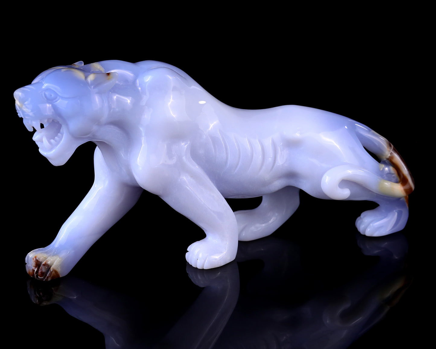 9.3" Blue Chalcedony Hand Carved Crystal Leopard Sculpture Crystallumi