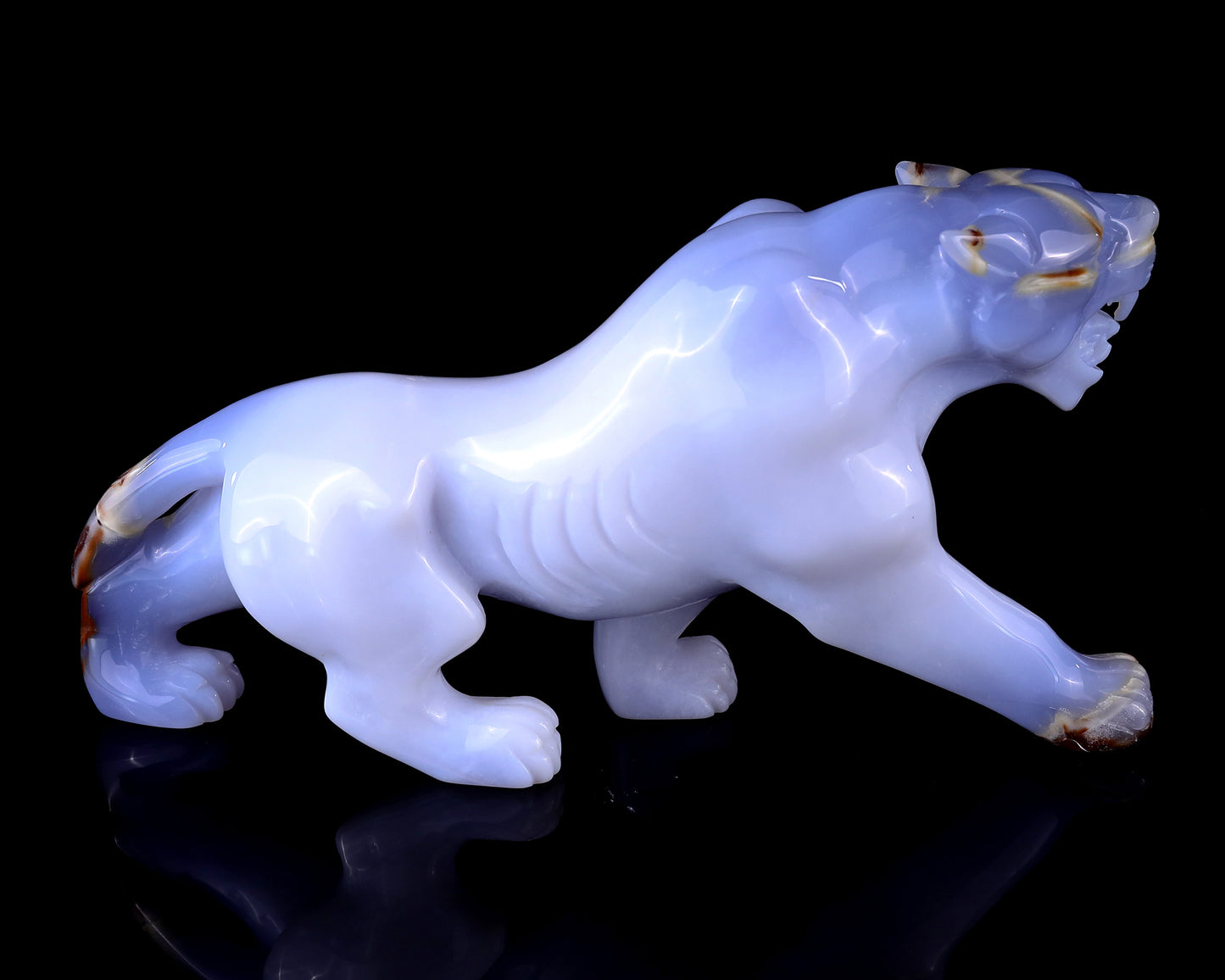 9.3" Blue Chalcedony Hand Carved Crystal Leopard Sculpture Crystallumi