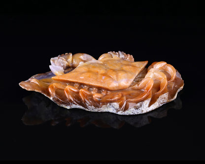 9.4" Chalcedony Hand Carved Crystal Crab Sculpture Crystallumi