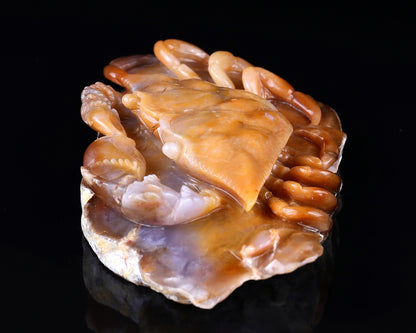 9.4" Chalcedony Hand Carved Crystal Crab Sculpture Crystallumi