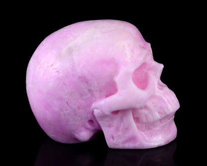 9.4" Pink Aragonite Hand Carved Crystal Realistic Skull Sculpture Crystallumi