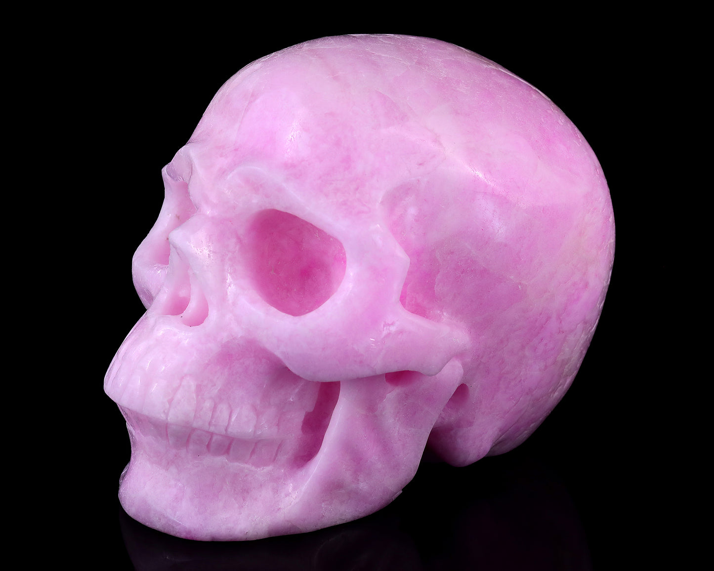 9.4" Pink Aragonite Hand Carved Crystal Realistic Skull Sculpture Crystallumi