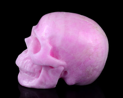 9.4" Pink Aragonite Hand Carved Crystal Realistic Skull Sculpture Crystallumi