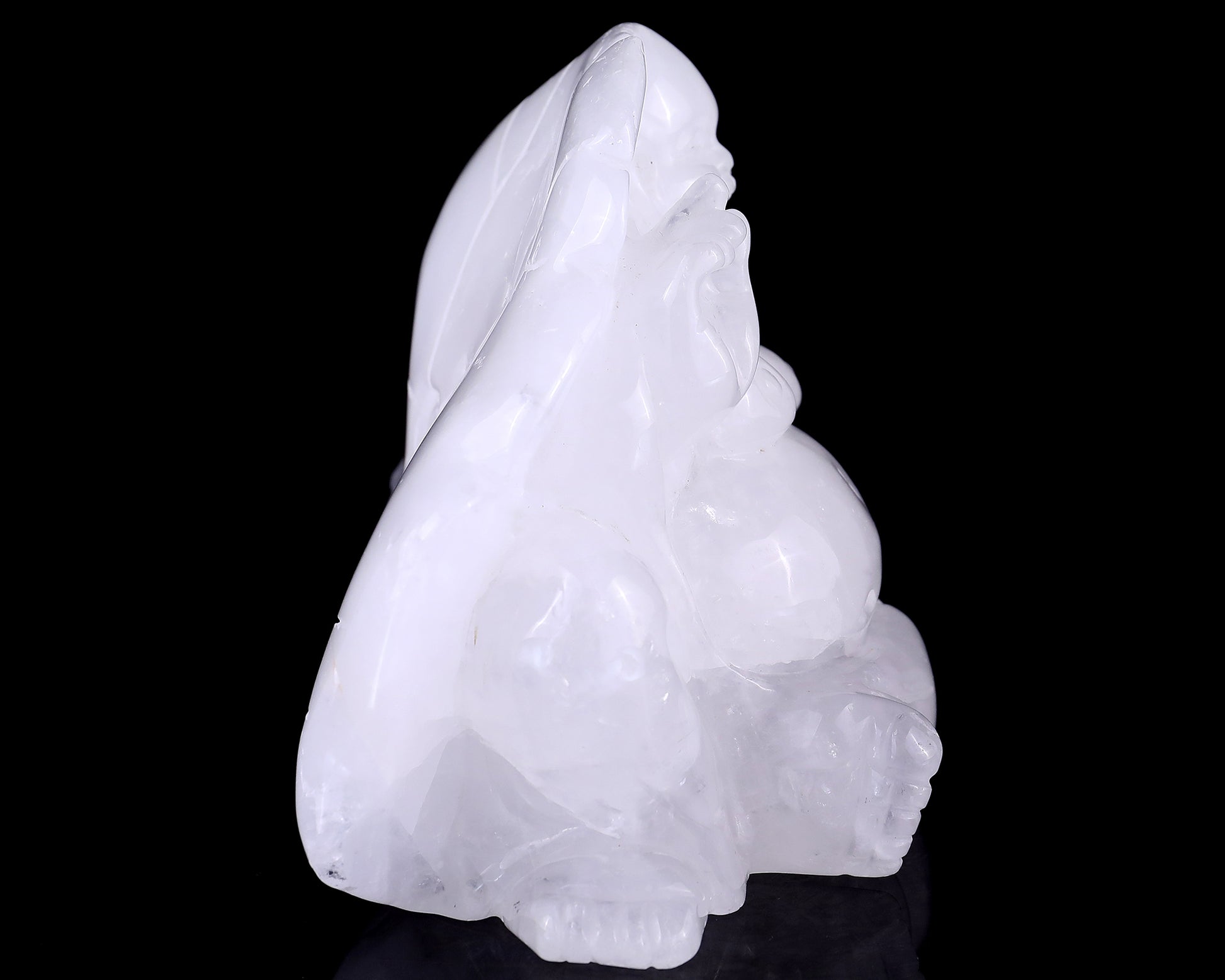 9.8" Angolan Quartz Hand Carved Crystal Buddha Sculpture Crystallumi