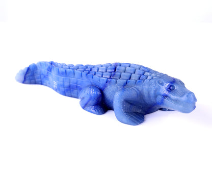 9.8" Blue Aventurine Hand Carved Crystal Crocodile Sculpture Crystallumi