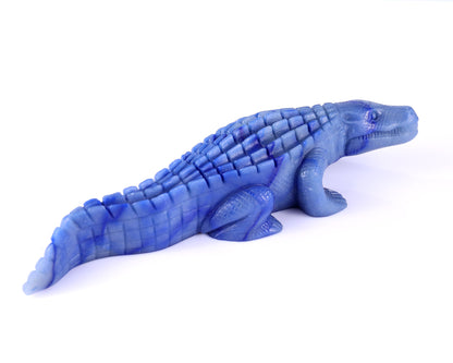 9.8" Blue Aventurine Hand Carved Crystal Crocodile Sculpture Crystallumi