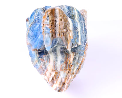 9.8" Blue Onyx Hand Carved Crystal Wolf Head Sculpture Crystallumi