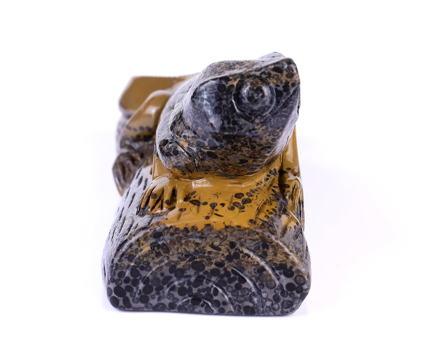 9.8" Leopard Skin Stone Hand Carved Crystal Lizard Sculpture Crystallumi