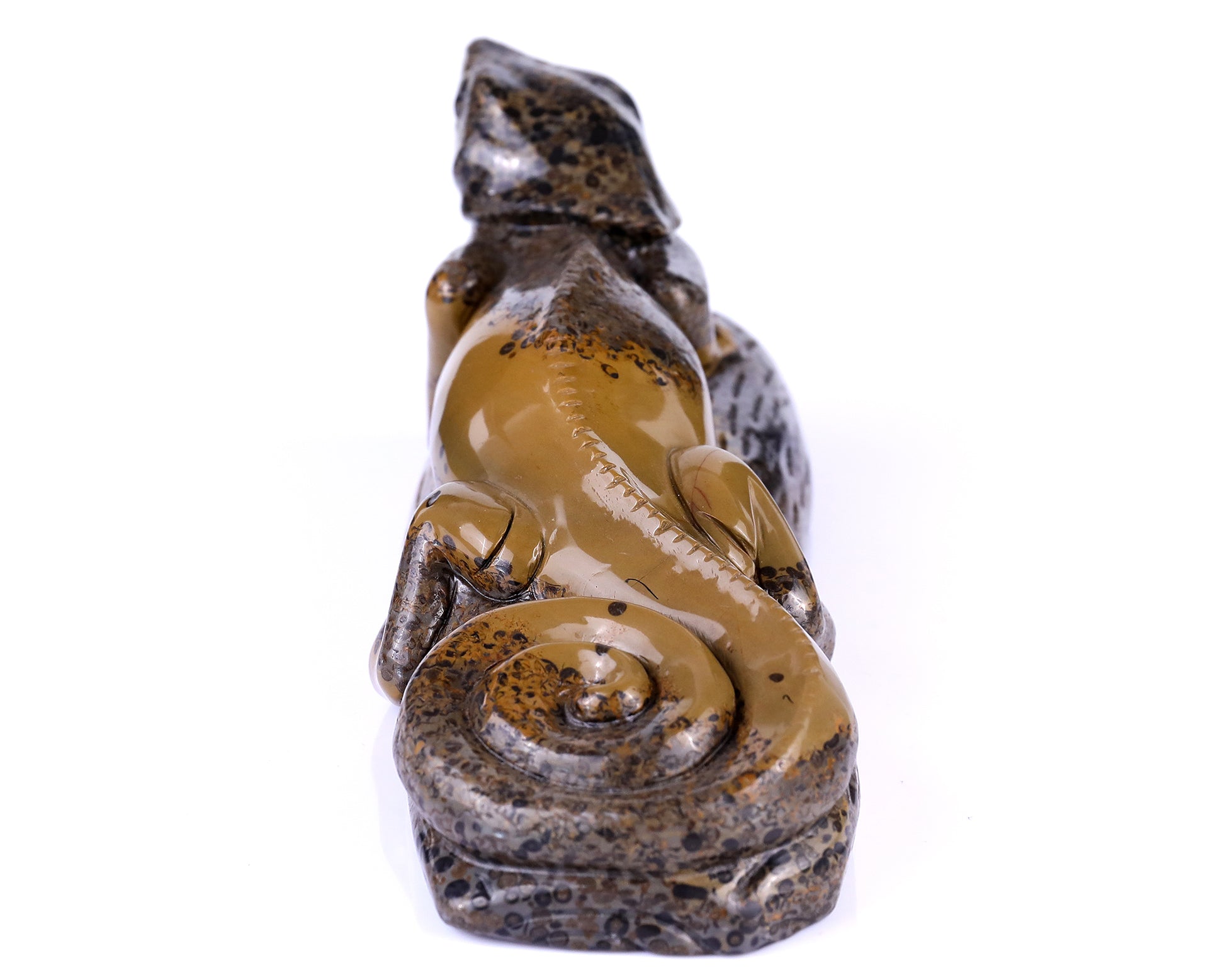 9.8" Leopard Skin Stone Hand Carved Crystal Lizard Sculpture Crystallumi