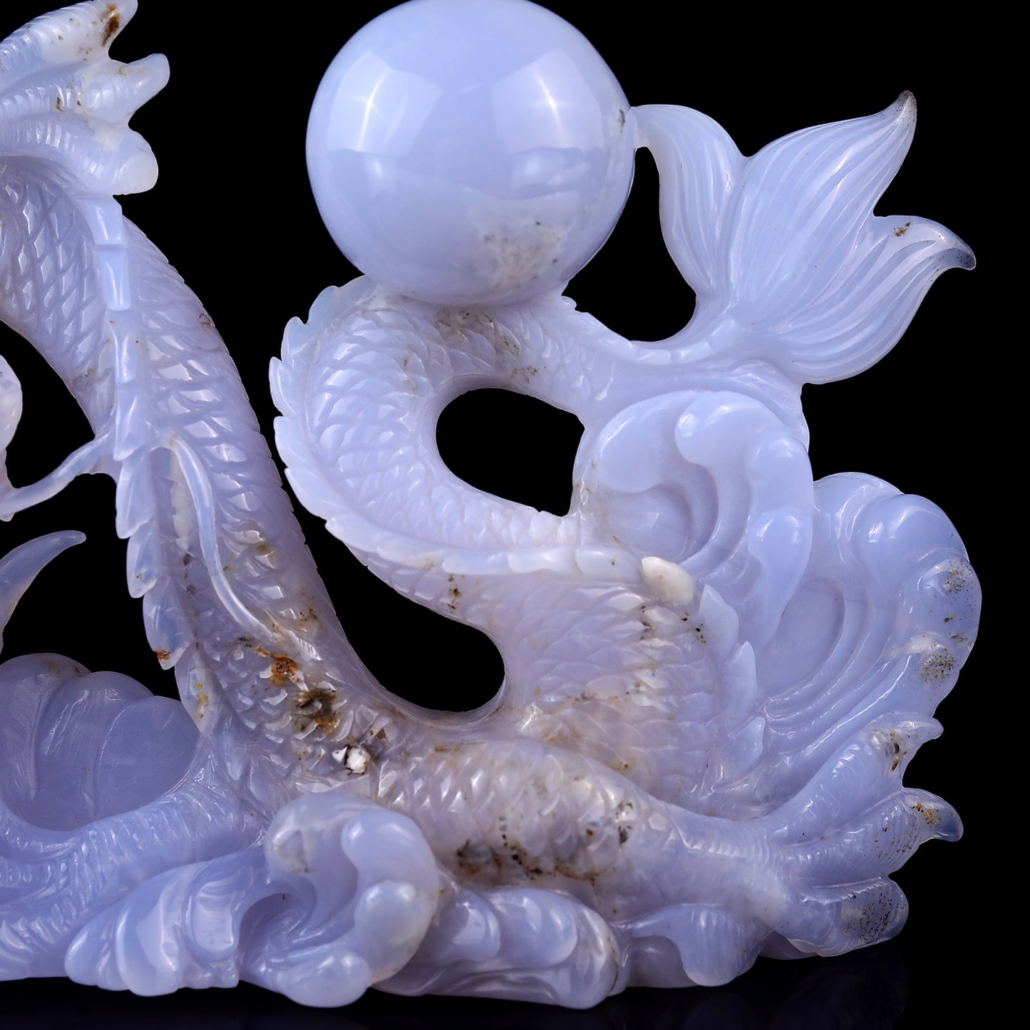 Amazing 10.2" Blue Chalcedony Hand Carved Crystal Dragon Sculpture Crystallumi