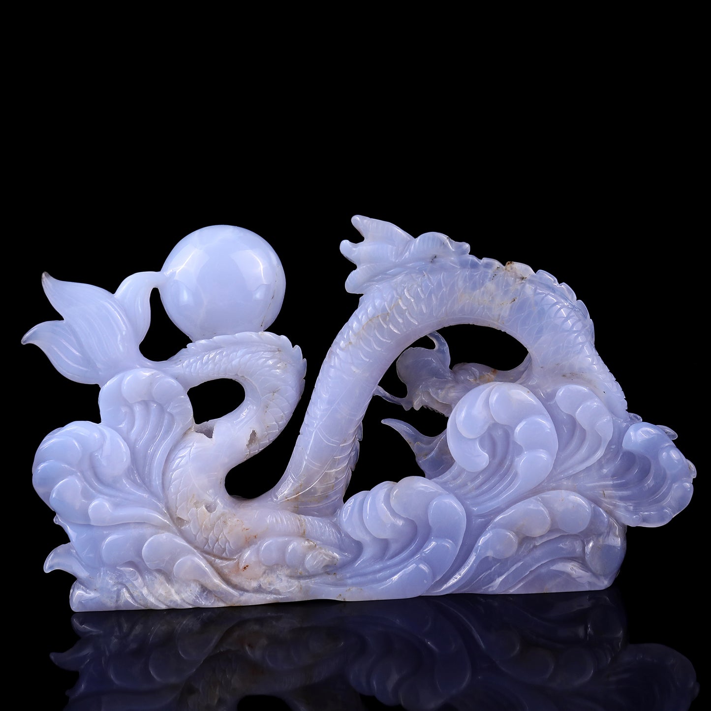 Amazing 10.2" Blue Chalcedony Hand Carved Crystal Dragon Sculpture Crystallumi