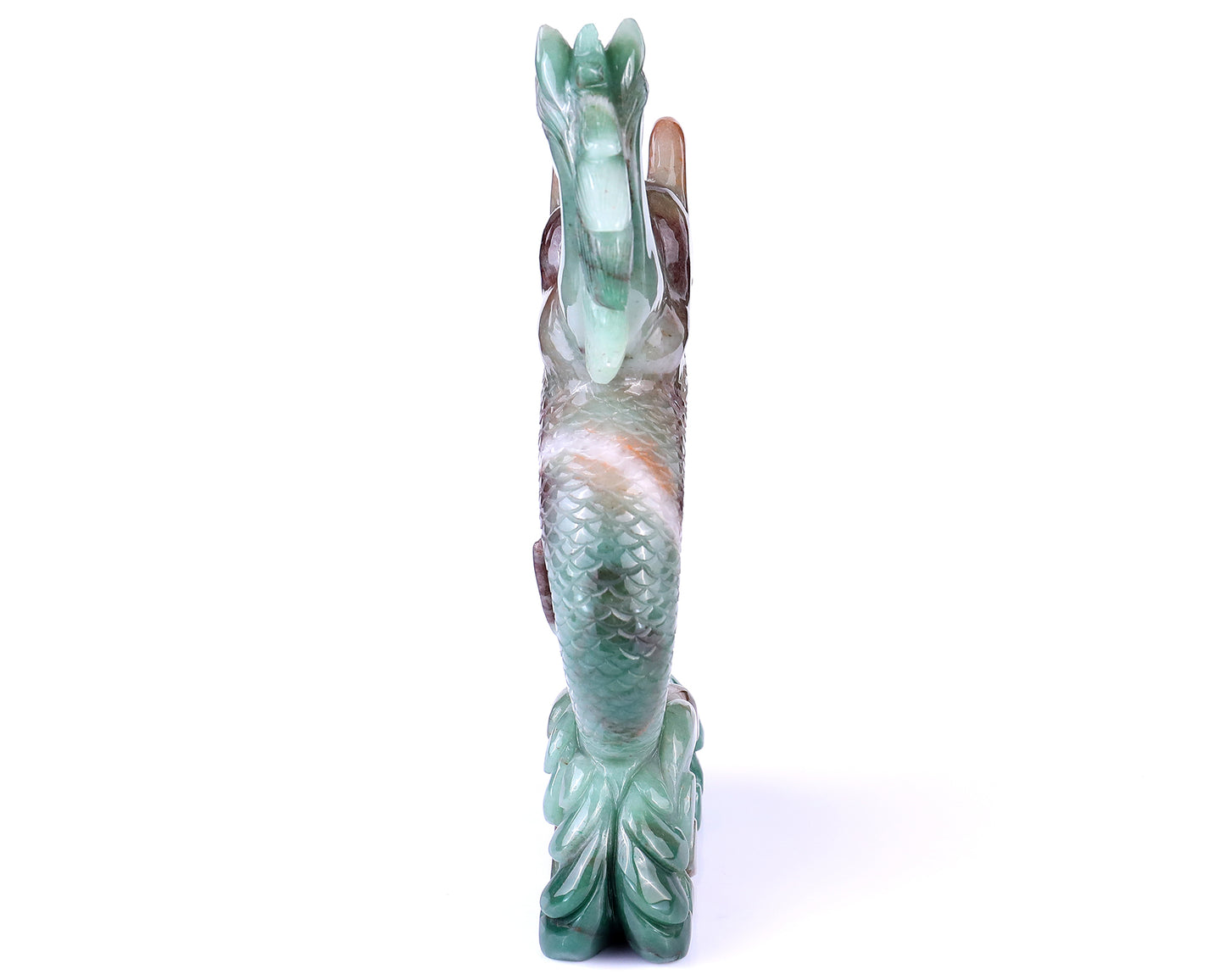 Amazing 10.2" Green Aventurine Hand Carved Crystal Horse Head and Fishtail Sculpture Crystallumi