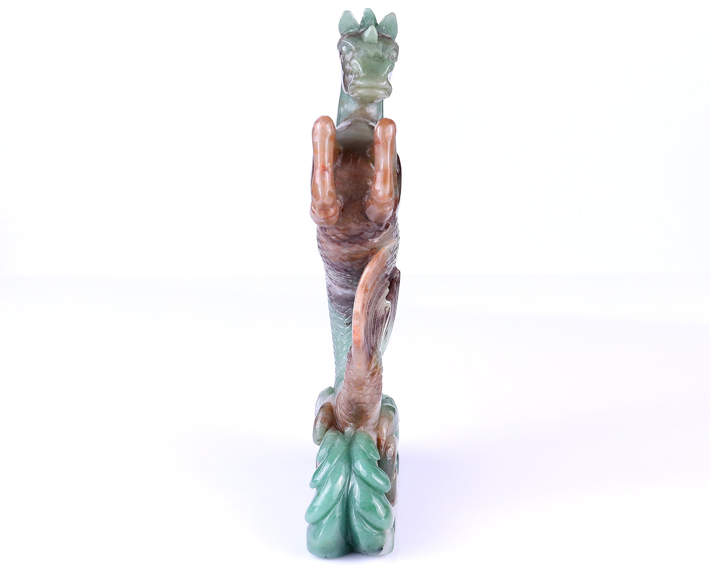 Amazing 10.2" Green Aventurine Hand Carved Crystal Horse Head and Fishtail Sculpture Crystallumi