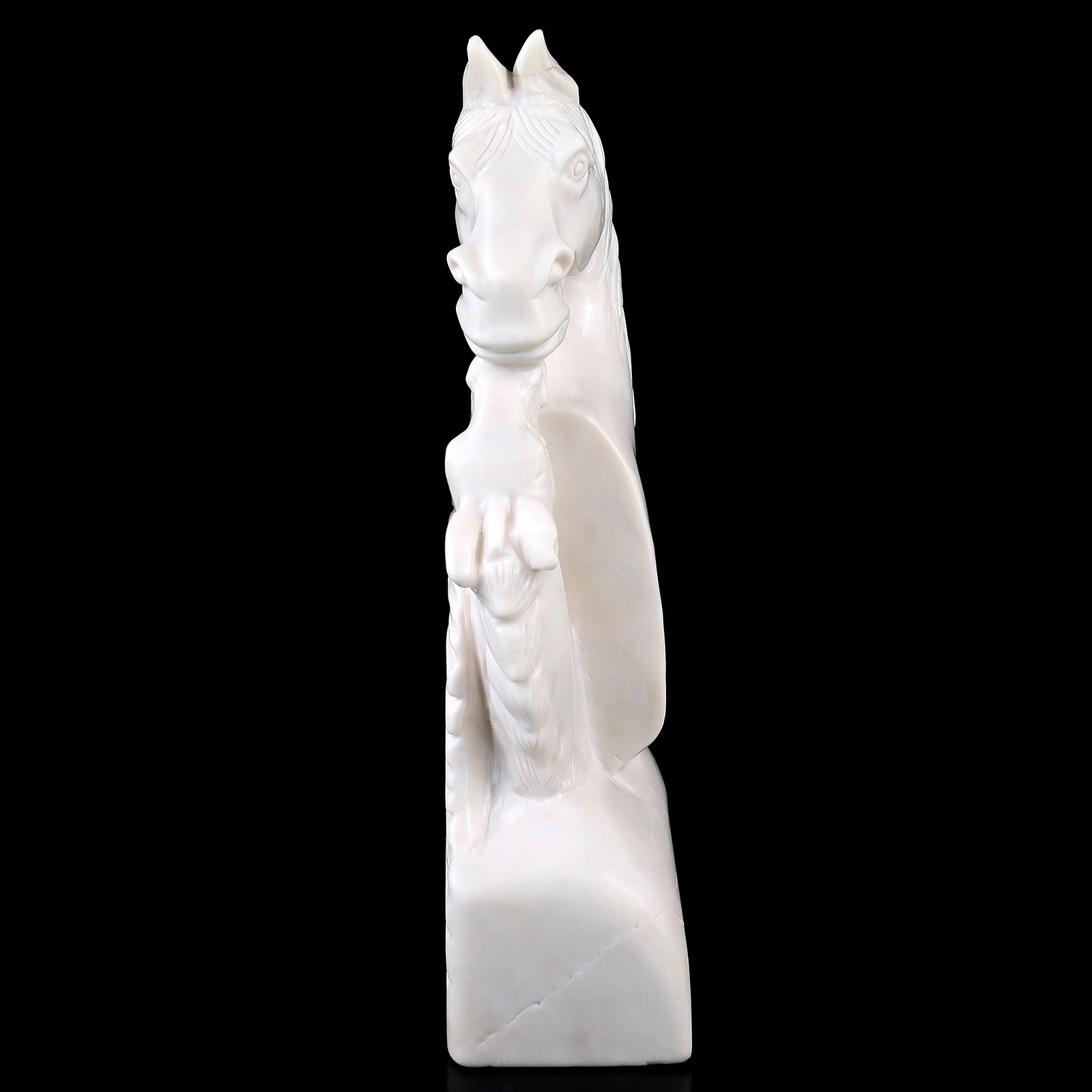 Amazing 10.2" White Jade Hand Carved Crystal Horse Sculpture Crystallumi