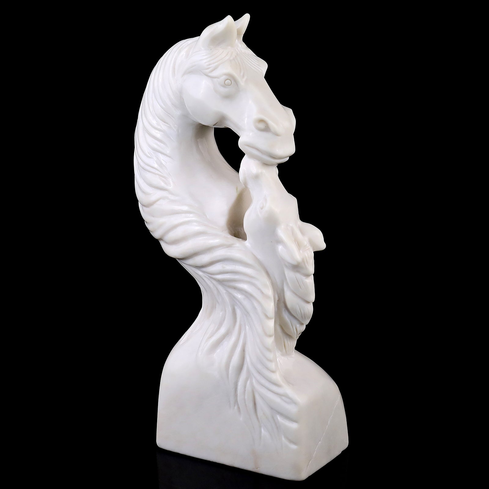 Amazing 10.2" White Jade Hand Carved Crystal Horse Sculpture Crystallumi