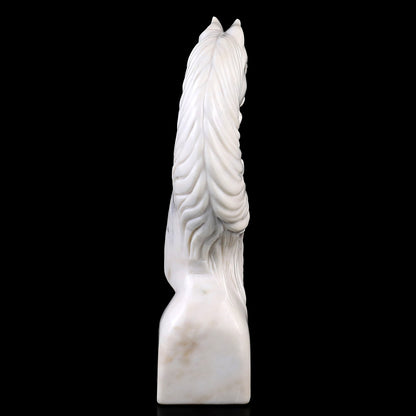 Amazing 10.2" White Jade Hand Carved Crystal Horse Sculpture Crystallumi