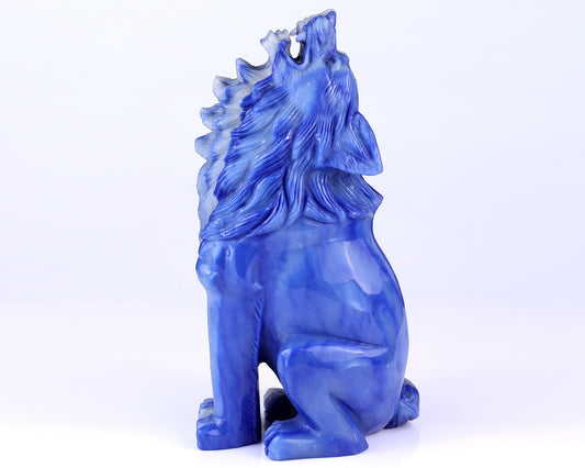 Amazing 10.4" Blue Aventurine Hand Carved Crystal Wolf Sculpture Crystallumi