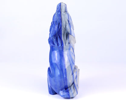 Amazing 10.4" Blue Aventurine Hand Carved Crystal Wolf Sculpture Crystallumi