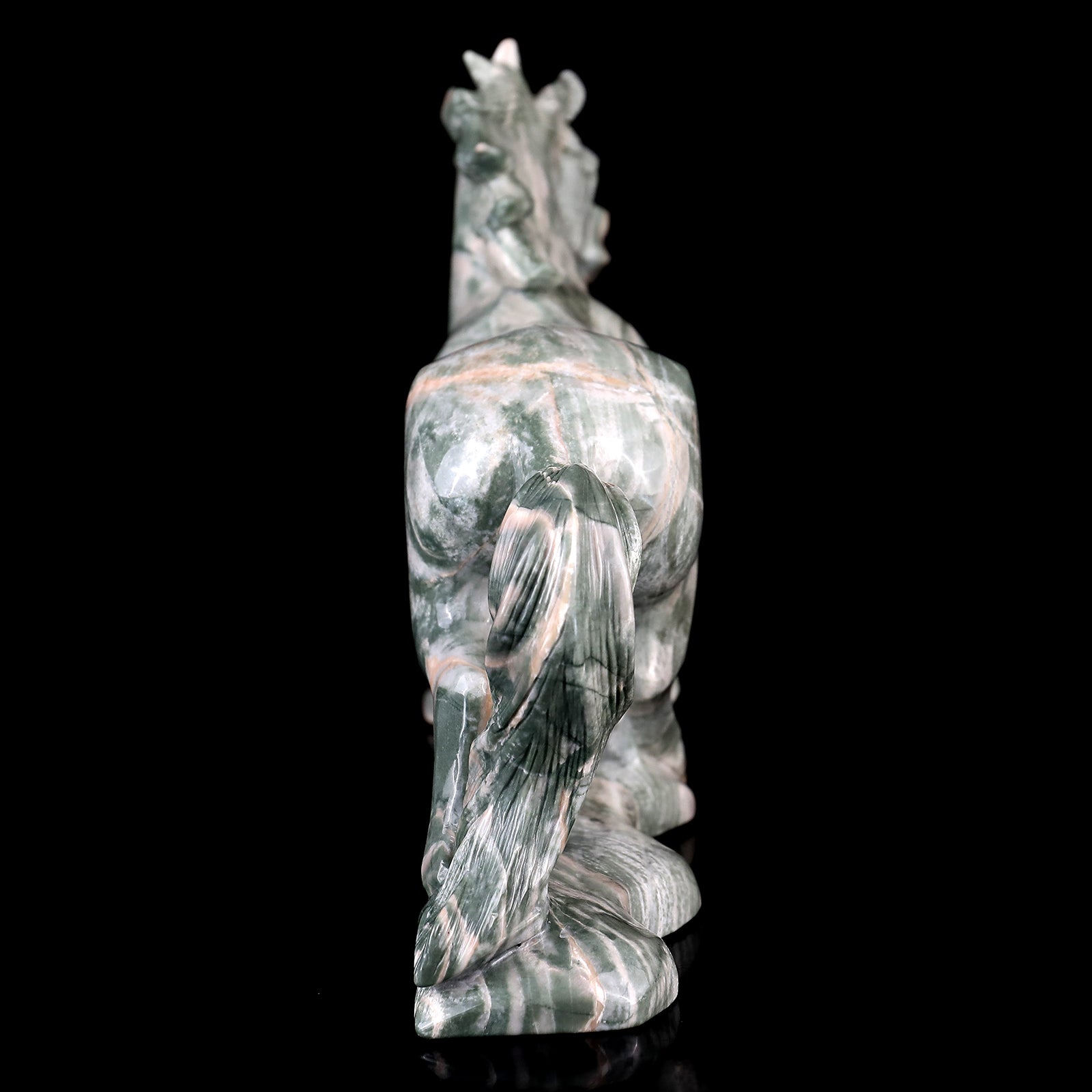 Amazing 11.6" Jiulong Jade Hand Carved Crystal Horse Sculpture Crystallumi