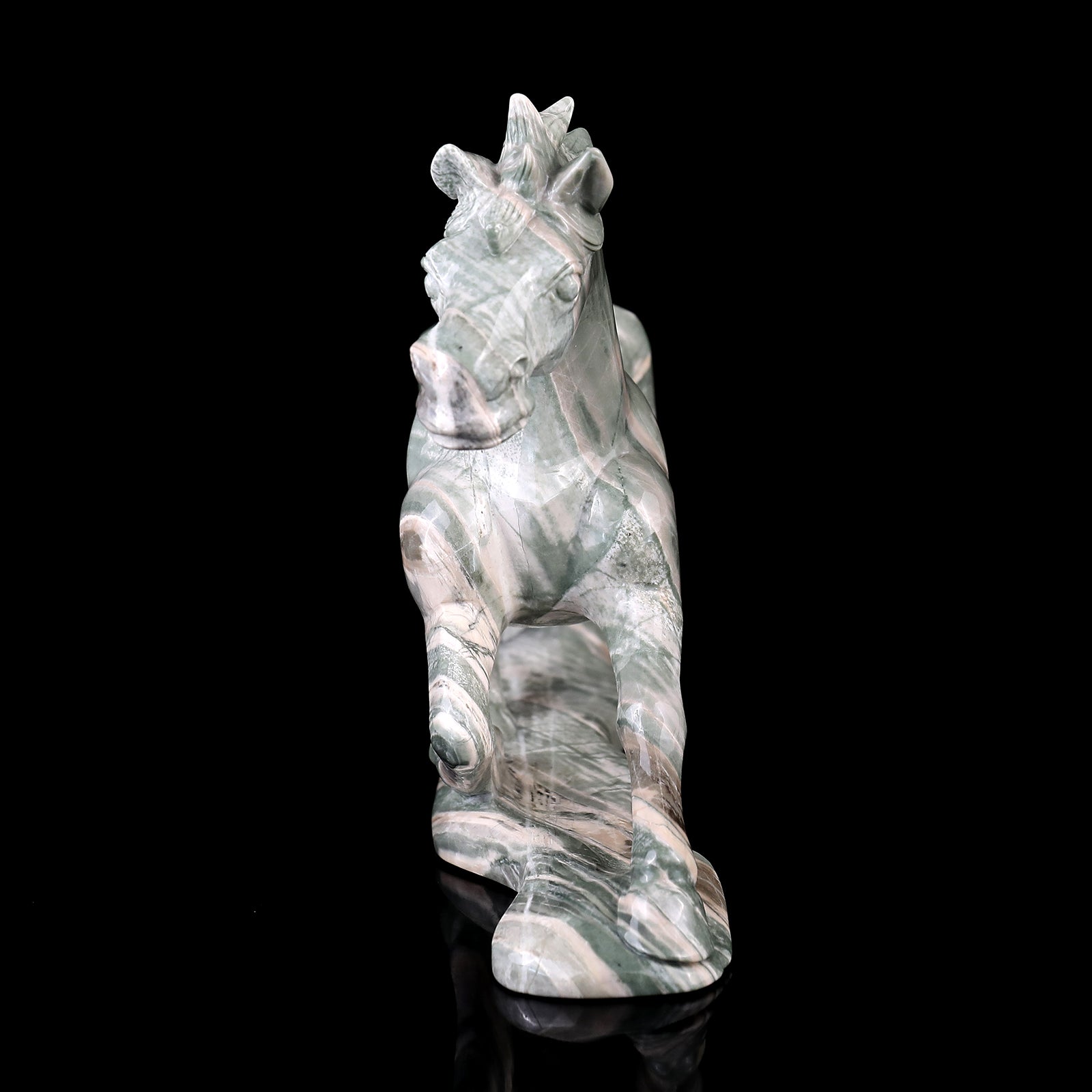 Amazing 11.6" Jiulong Jade Hand Carved Crystal Horse Sculpture Crystallumi