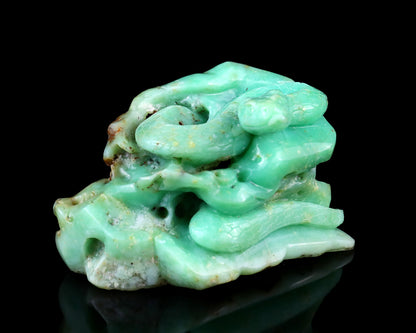 Amazing 4.6" Green Opal Hand Carved Crystal Snake Sculpture Crystallumi