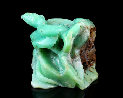 Amazing 4.6" Green Opal Hand Carved Crystal Snake Sculpture Crystallumi