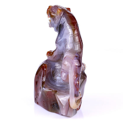 Amazing 4.8" Red Geode Agate Hand Carved Crystal Tiger Sculpture Crystallumi