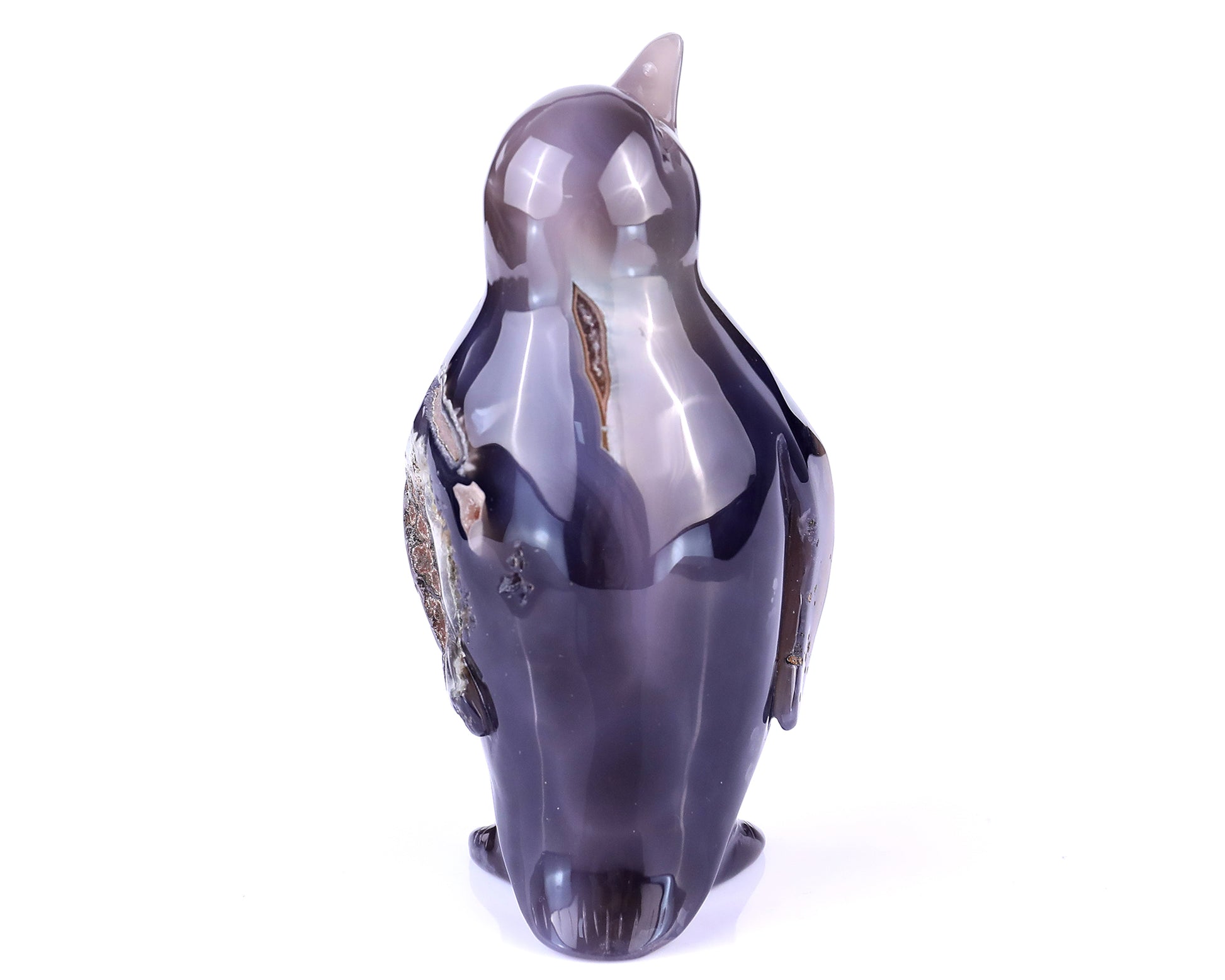 Amazing 4.9" Geode Agate Hand Carved Crystal Penguin Sculpture Crystallumi