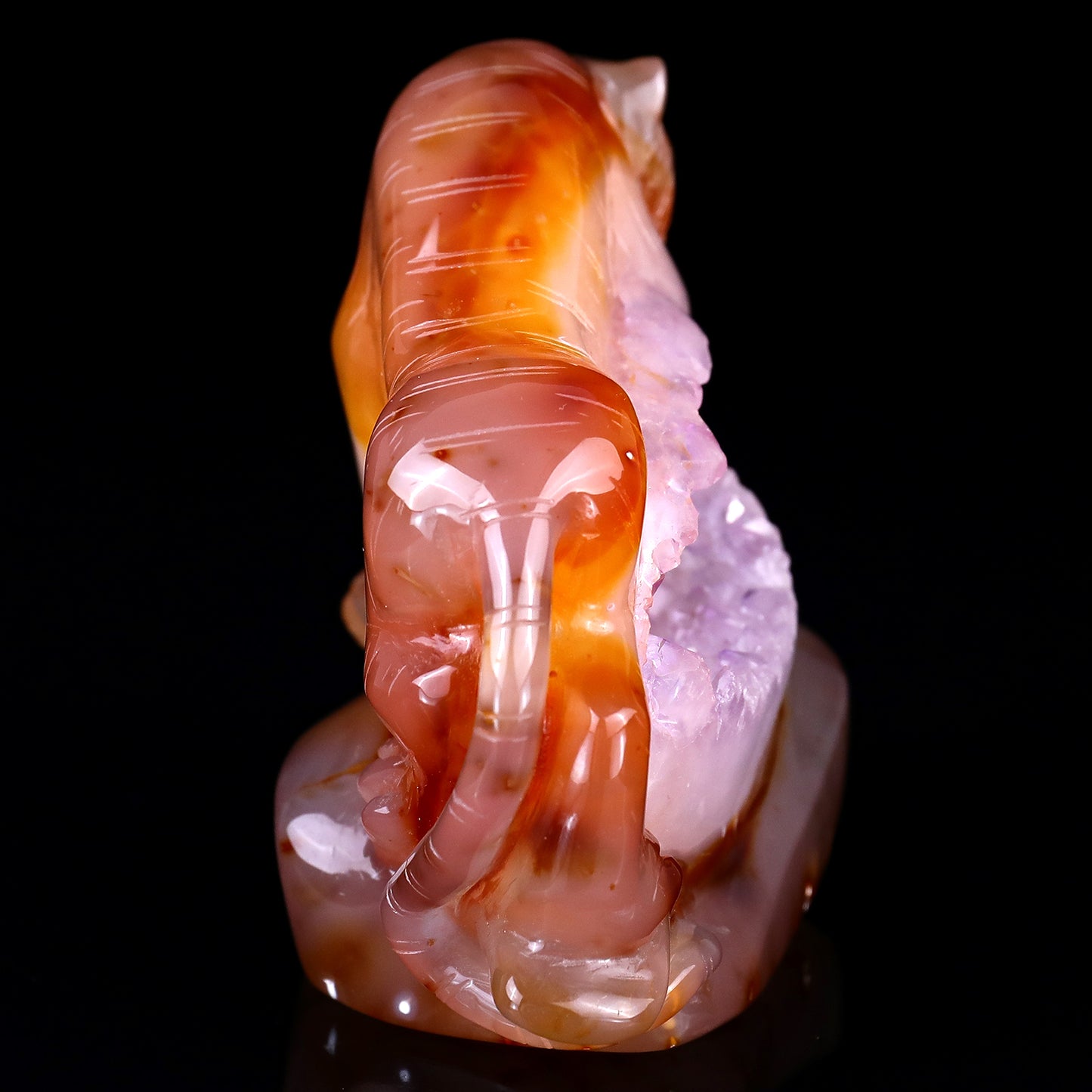 Amazing 5.6" Red Geode Agate Hand Carved Crystal Tiger Sculpture Crystallumi