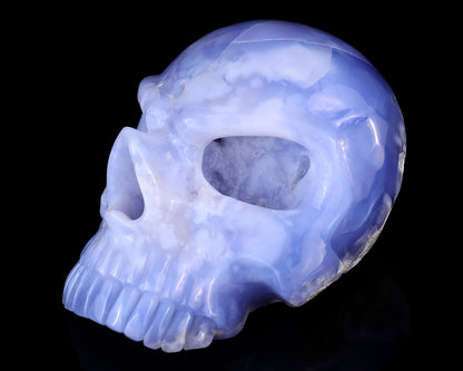 Amazing 6.1" Blue Chalcedony Hand Carved Crystal Skull Sculpture Crystallumi