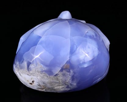 Amazing 6.1" Blue Chalcedony Hand Carved Crystal Skull Sculpture Crystallumi