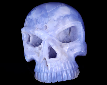 Amazing 6.1" Blue Chalcedony Hand Carved Crystal Skull Sculpture Crystallumi