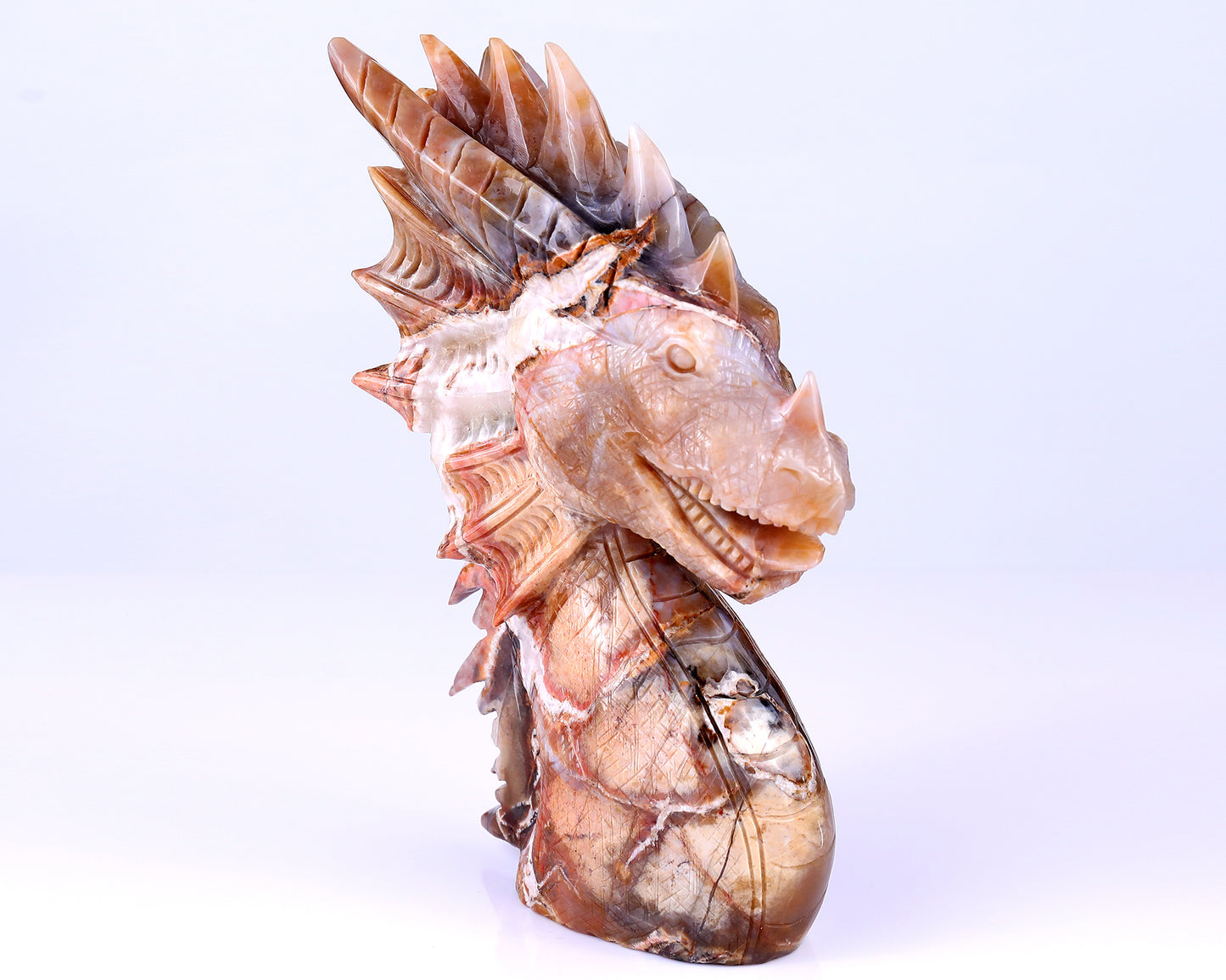 Amazing 6.4" Chalcedony Hand Carved Crystal Dragon Sculpture Crystallumi