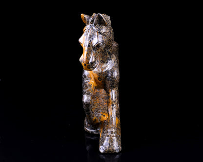 Amazing 7.6" Leopard Skin Jasper Hand Carved Crystal Leopard Sculpture Crystallumi